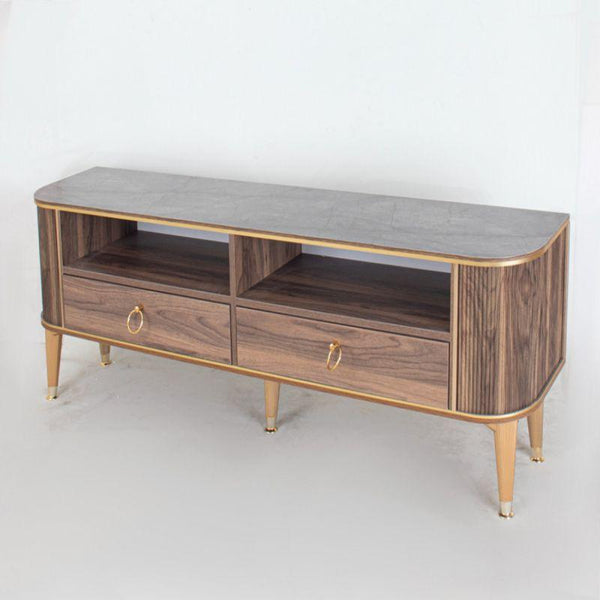 Plasma Table Made Of Wood In Grey - Brown And Gold Colors By Alhome - 110112109 - ALHOME