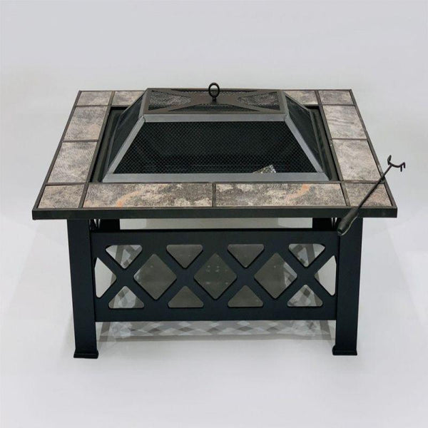 Floor Stone Fireplace With Steel Bases - Metal - Marble - 110111911 - By Alhome - ALHOME