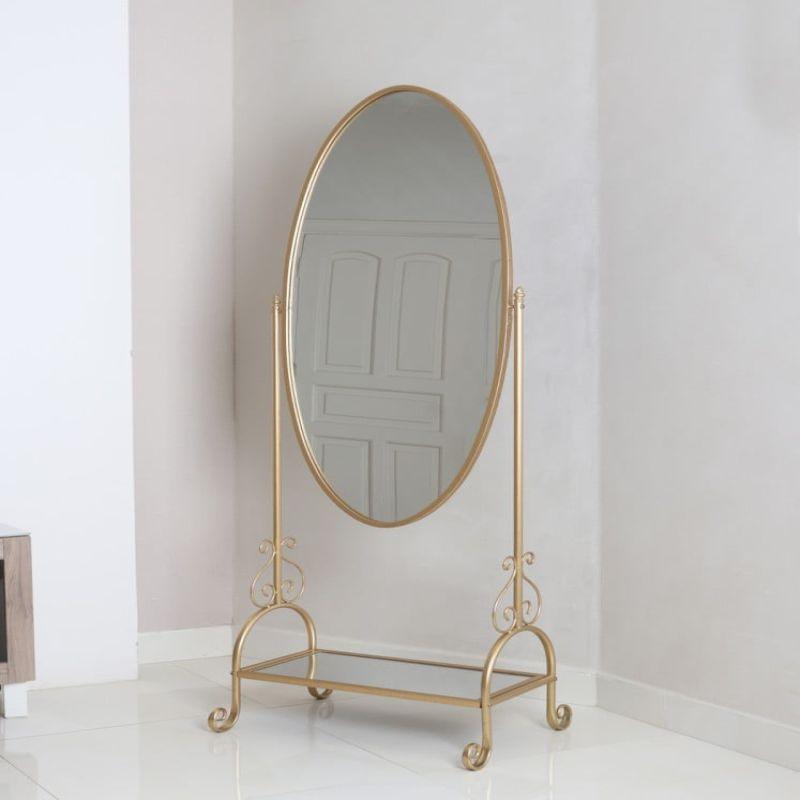 Mirrors With Iron Stands - Mobile - Metal + Glass - Gold - 110111945 - By Alhome - ALHOME