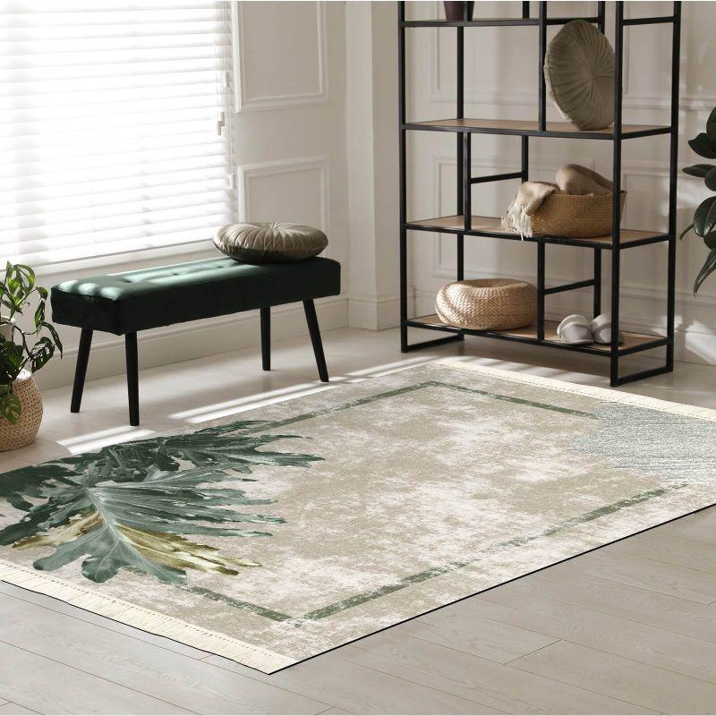 Velvet Turkish Rectangular Decorative Carpet -Grey - By In House - ALHOME