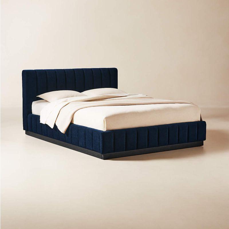 Royal Elegance: Swedish Wood King Bed - Opulent Navy Cadence (160x200x140) by Alhome - ALHOME