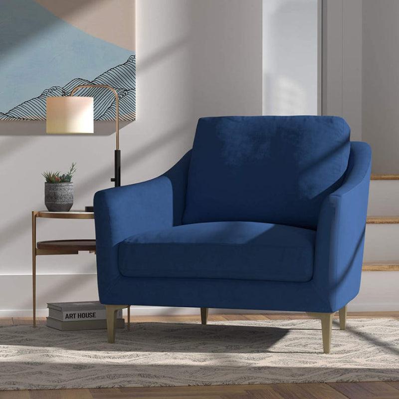 Dark Blue Velvet Accent Chair By Alhome - 110111382 - ALHOME