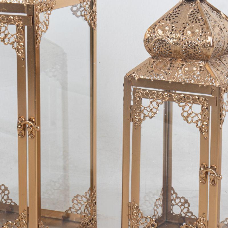 Metal Lanterns Set - Gold - 110111942 - By Alhome - ALHOME