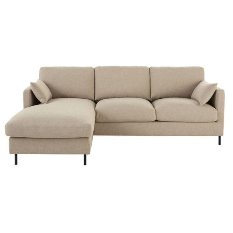 Elegant Beige Linen L-Shaped Sofa - 90x250x170x45 cm - Swedish Wood By Alhome - ALHOME