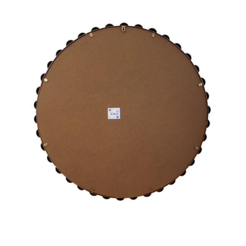 Round Wall Mirror with Side Decoration with Iron Frame - Gold - 91x91x4 cm - By family Ship - ALHOME