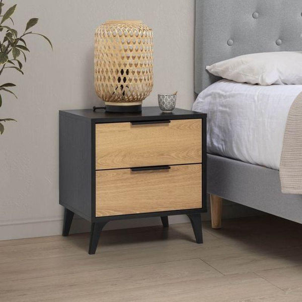 Black Steel Melamine Nightstand By Alhome - ALHOME