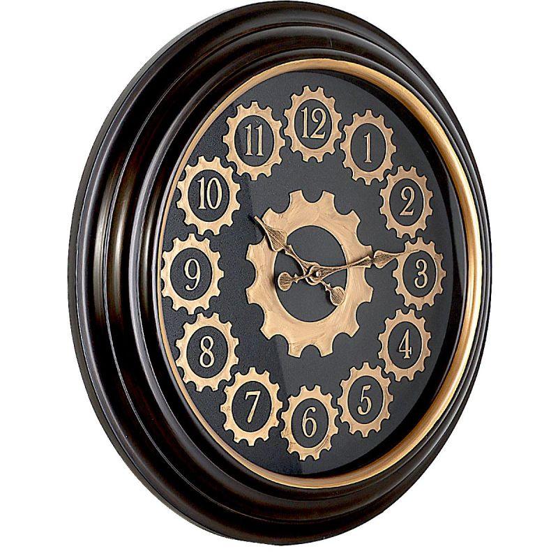 Battery Operated Plastic Round Wall Clock - Bronze, Brown And Black - 50 Cm Diameter - By Family Ship - ALHOME