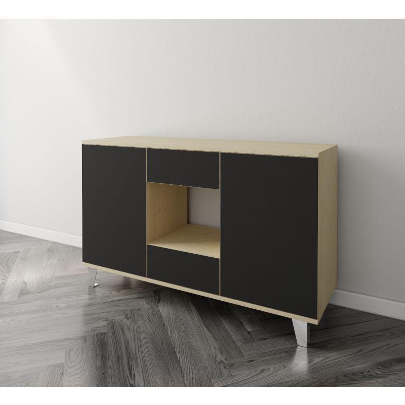 Black and Beige Coffee Corner with Two Doors and Two Sliding Drawers By Alhome - ALHOME