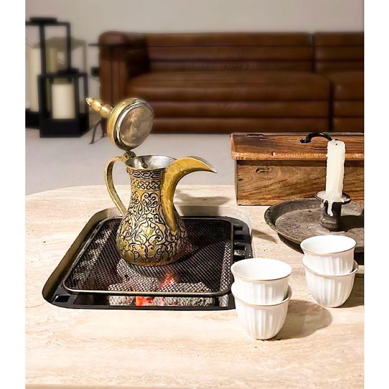 Serving Table with Charcoal Grill, Travertine Marble - By Alhome - Zrafh.com - Your Destination for Baby & Mother Needs in Saudi Arabia