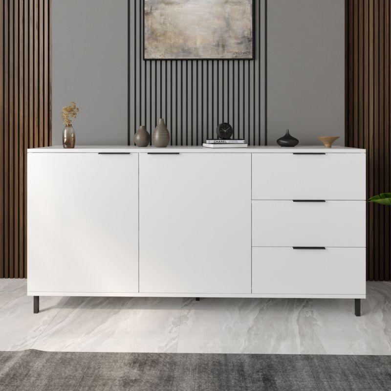 White Console with 2 Doors and 3 Drawers By Alhome - ALHOME