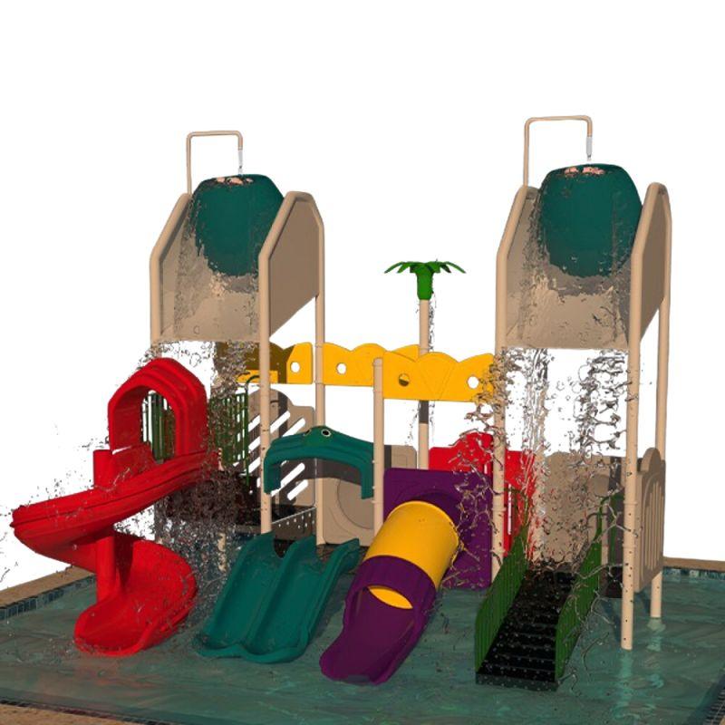 Water Playset Of Two Water Tanks, A Roller Coaster Slide, A Roller Slide, And 2 Small Slides by Alhome - ALHOME