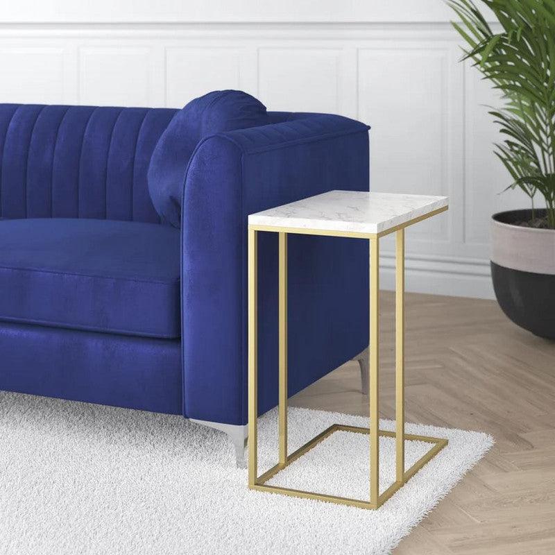 Side Table 40x35x55 cm - White & Gold By Alhome - ALHOME