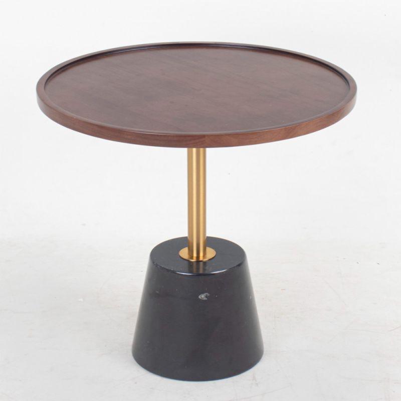 A Luxurious Table With A Wooden Top And A Black Galaxy Granite Marble Base By Alhome - ALHOME