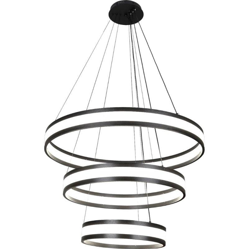 Modern 3-Ring Black Chandelier With 3 Lights - 150 W By Alhome - ALHOME