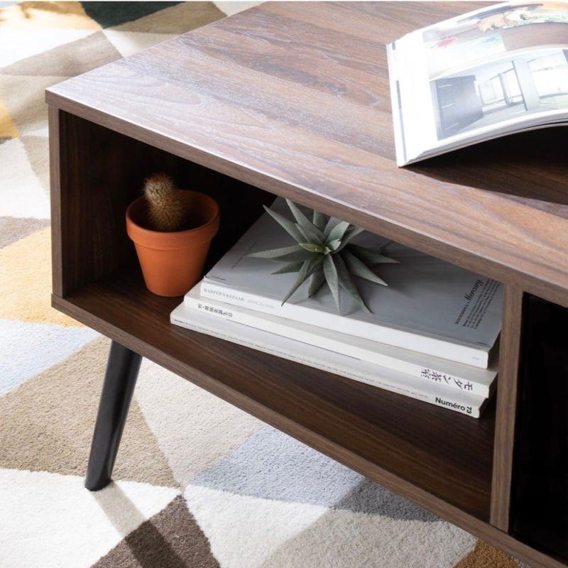 Coffee Table From Wood With Metal Frame - Dark Brown By Alhome - ALHOME