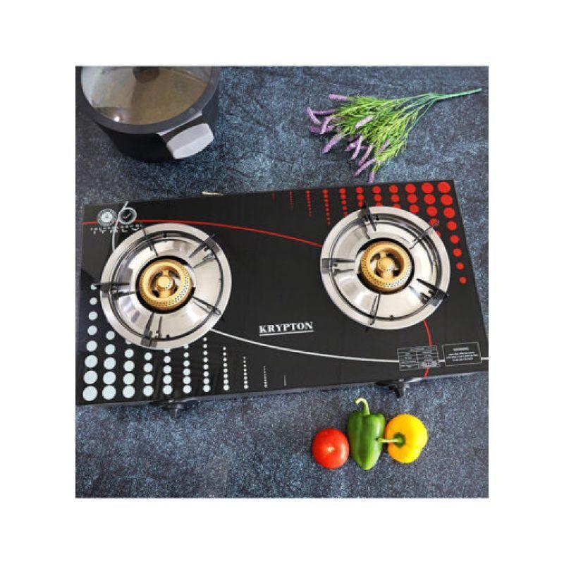 Krypton Double Gas Burner Stove with Tempered Glass and Auto Ignition - KNGC6002 - .com - Your Destination for Baby & Mother Needs in Saudi Arabia