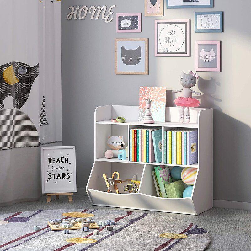 Kids Bookcase: 43x30x78 Wood, White by Alhome - ALHOME