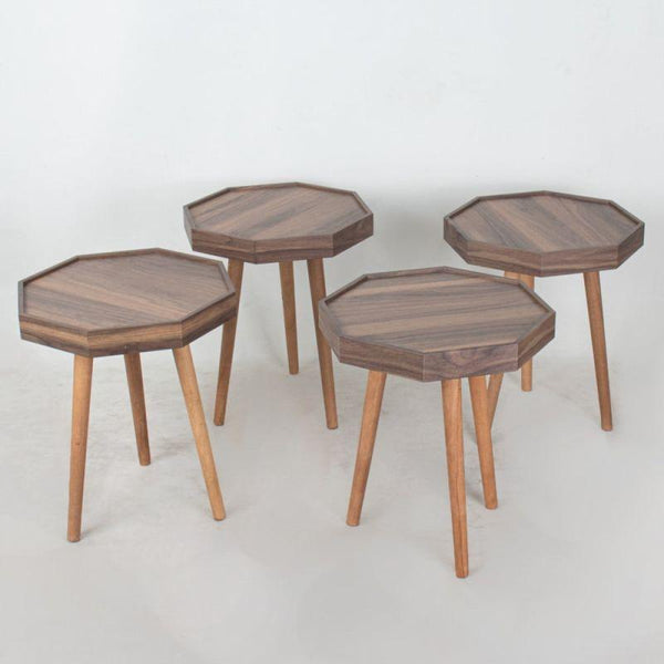 Service Tables Set With Wooden Bases By Alhome - ALHOME