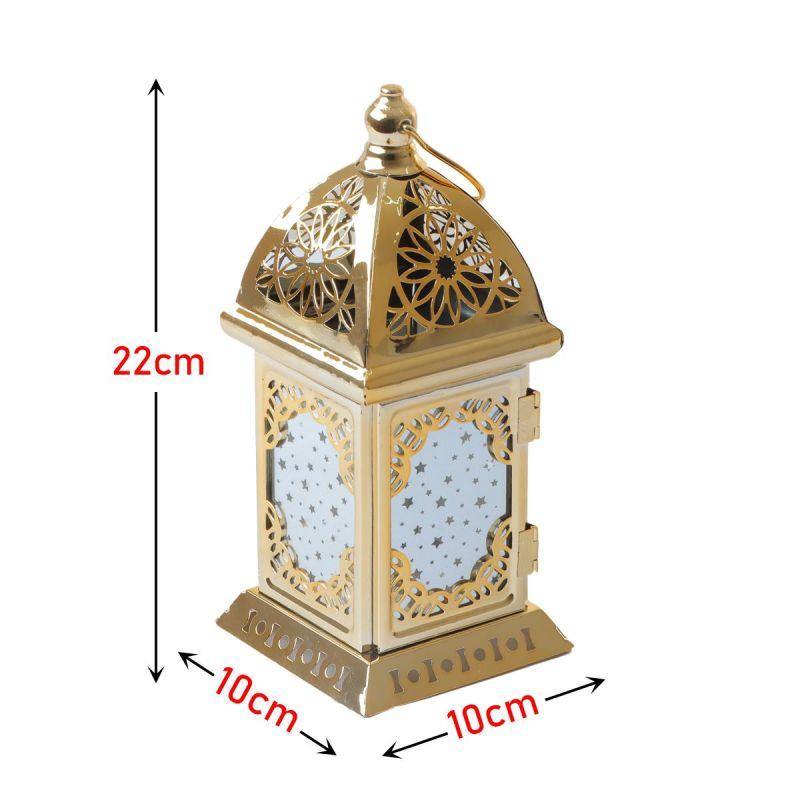 Steel Ramadan Lantern With Led Light - Gold - 22X10X10 Cm - By Family Ship - ALHOME