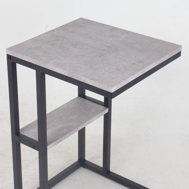 Single Service Table With Iron Bases And A Black And Gray Wooden Top By Alhome - ALHOME