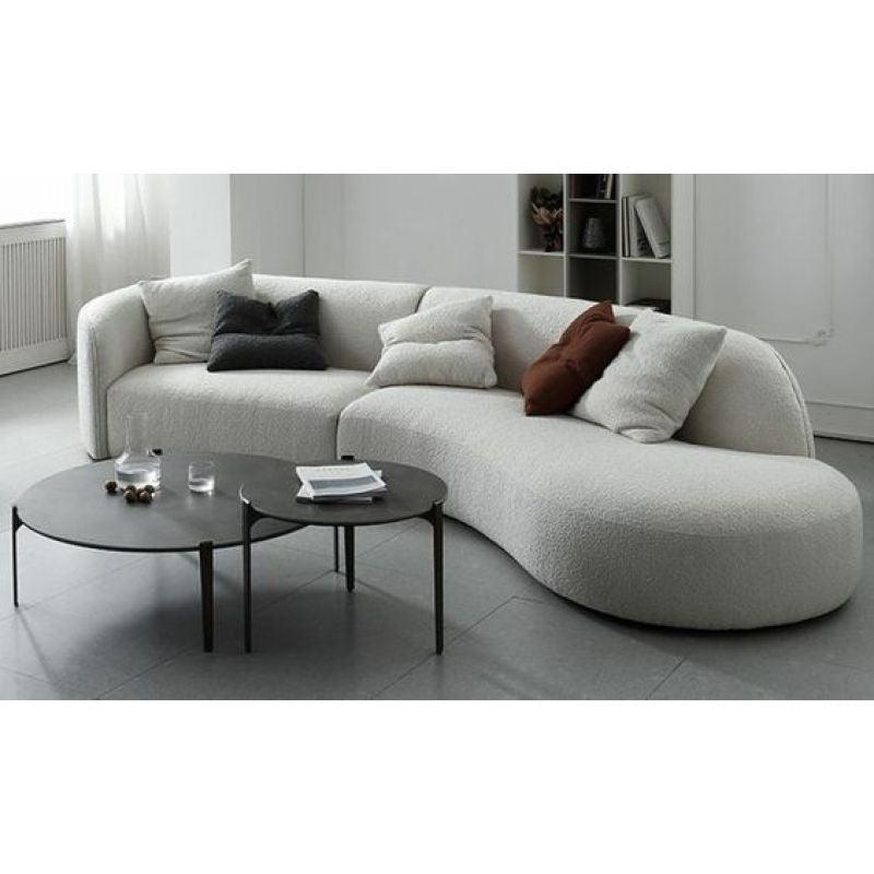 Spacious Beige Boucle 4-Seater Sofa - 300x85x45 cm - Swedish Wood By Alhome - ALHOME