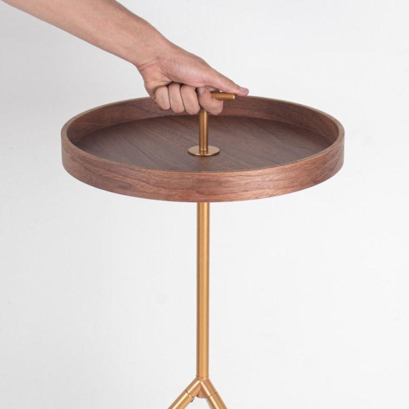 Service Table With A Modern Design With A Wooden Surface And Golden Iron Legs By Alhome - ALHOME