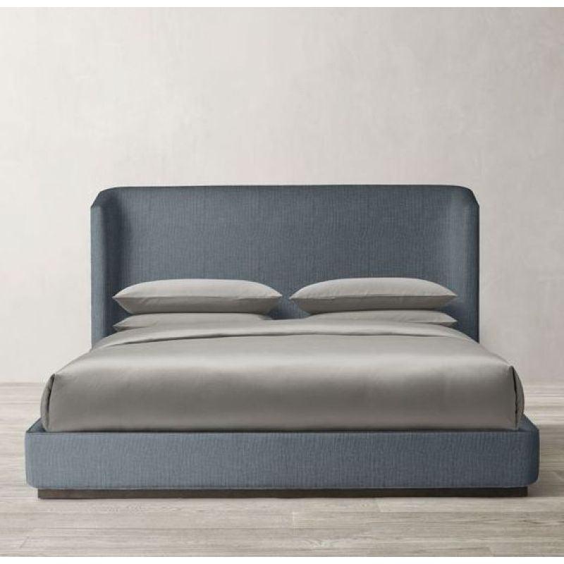 Swedish Wood Velvet Grey Queen Bed By Alhome - 110112306 - ALHOME