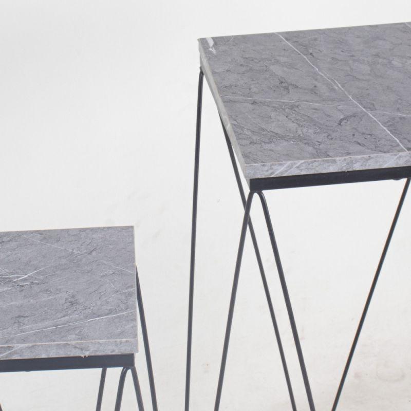 Set of Service Tables With Iron Bases With A Gray Surface By Alhome - ALHOME