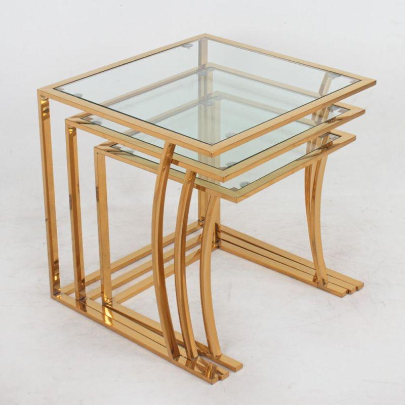 Set of Steel Service Tables In Golden Color By Alhome - ALHOME