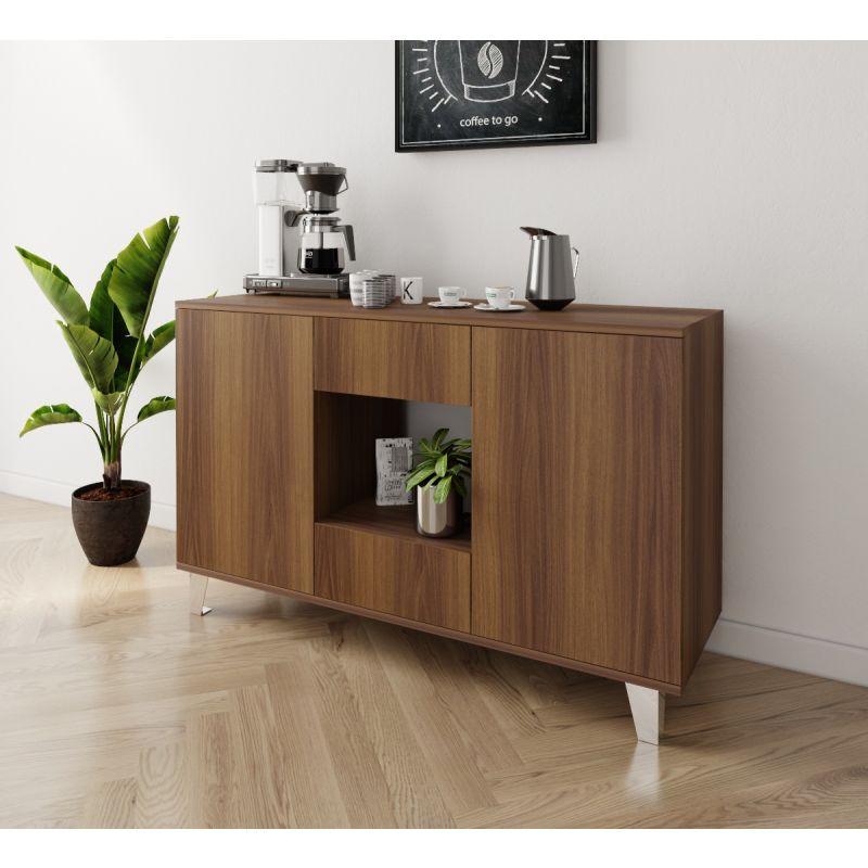 Brown Coffee Corner with Two Doors and Two Sliding Drawers By Alhome - ALHOME