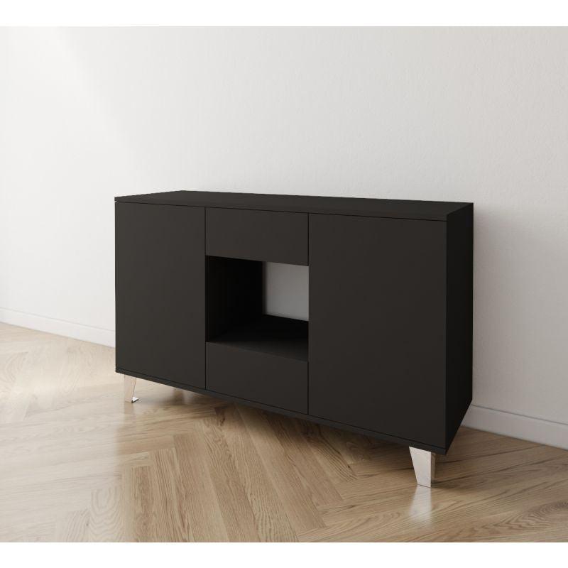 Black Coffee Corner with Two Doors and Two Sliding Drawers By Alhome - ALHOME