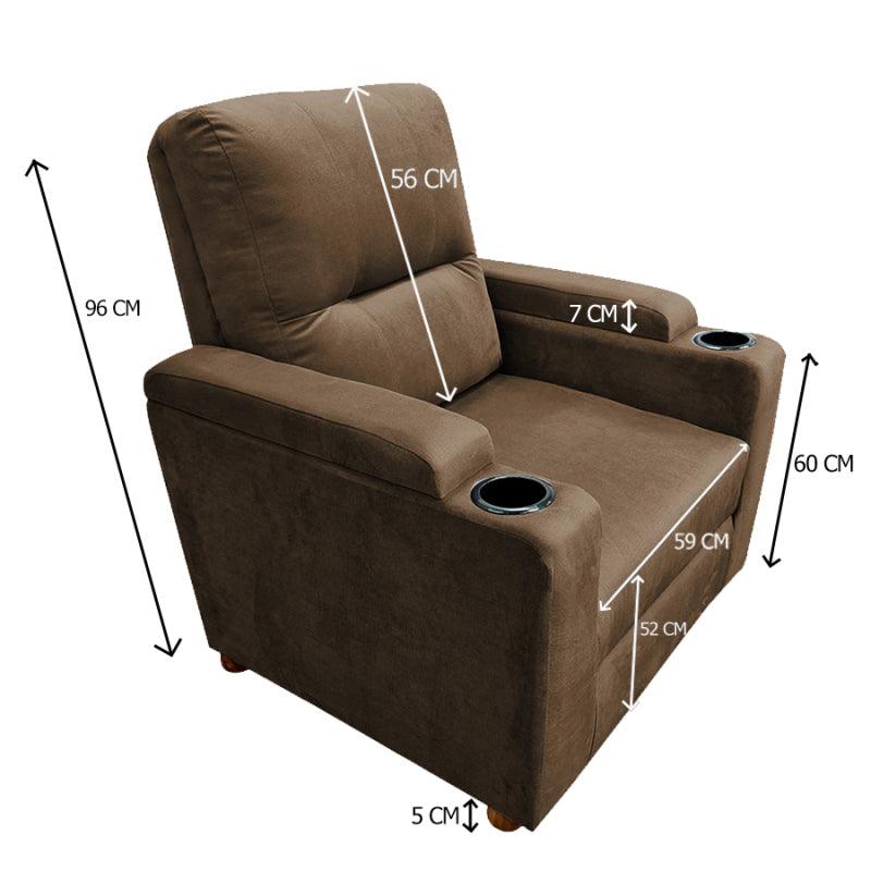 Velvet Classic Cinematic Recliner Chair with Cups Holder - E1 by In House - ALHOME