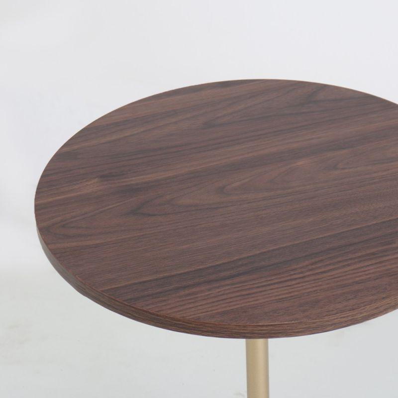 Single Table With A Brown Round Wooden Top And A Gold Metal Base By Alhome - ALHOME