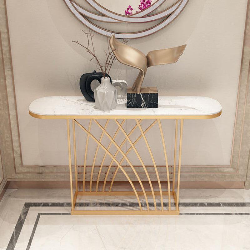 Elegance in Contrast: Iron and Marble Console Table By Alhome - 110110457 - ALHOME