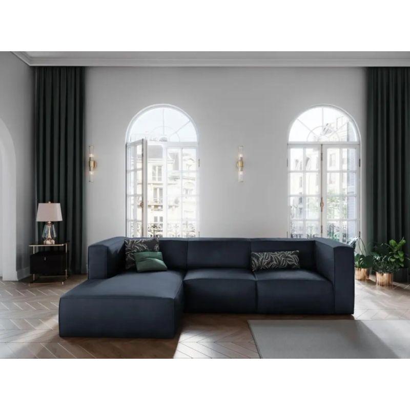 Modern Velvet L-Shape Sofa - Dark Blue - 280x166x85x85 cm - By Alhome - ALHOME