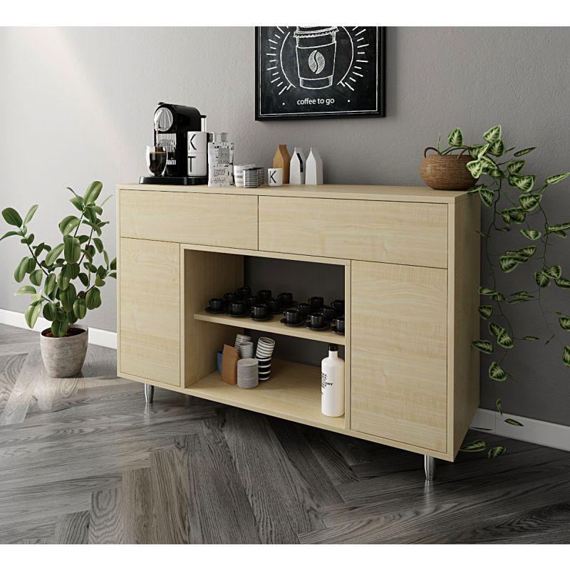 Beige Coffee Corner with Shelves and Drawers By Alhome - ALHOME