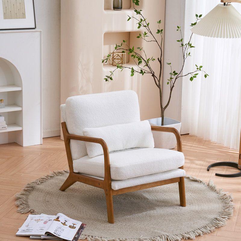 Modern Bouclé Chair - 80x85x85 cm - White - By Alome - ALHOME