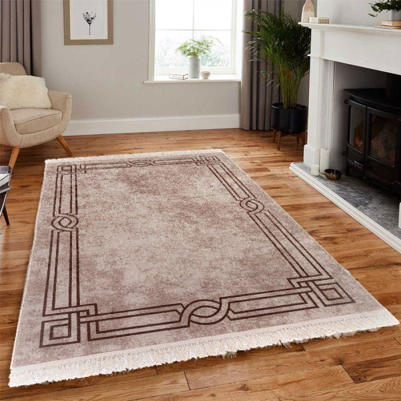 Velvet Turkish Rectangular Decorative Carpet - Brown - By In House - ALHOME