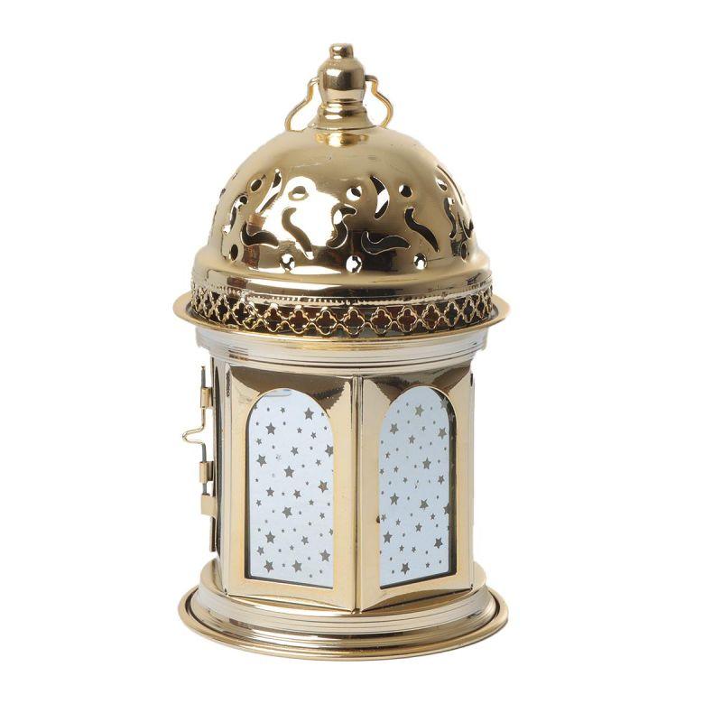 Steel Ramadan Lantern With Led Light + Sound - Gold - 22X12X12 Cm - By Family Ship - ALHOME