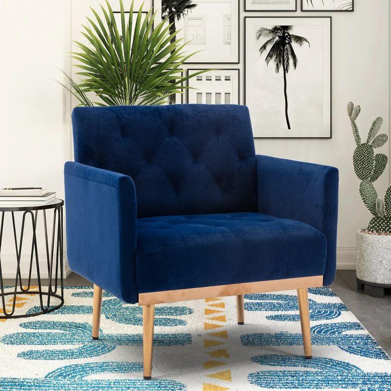 Indigo Velvet Luxe Chair Swedish Wood By Alhome - ALHOME