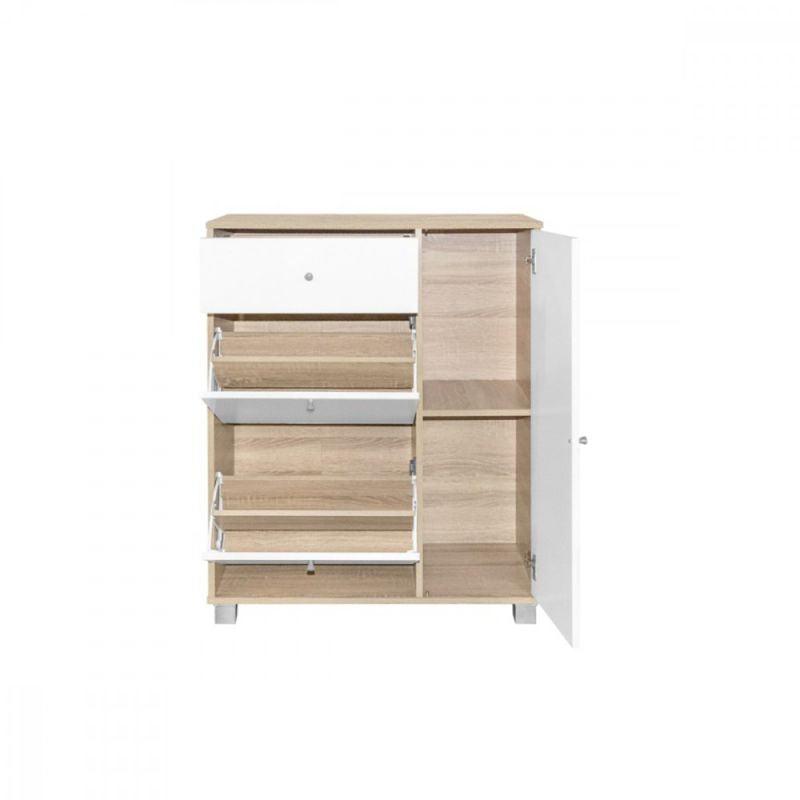 Shoe Organizer Cabinet From Malaysian Wooden - Beige With White - 80x35x99.5 cm - By Baity - ALHOME