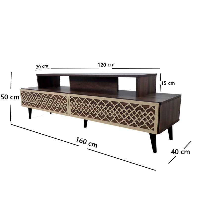 Tv Table With Ornate Carvings From Malaysian Wood - Wooden - 160x40x50 - From Baity - ALHOME