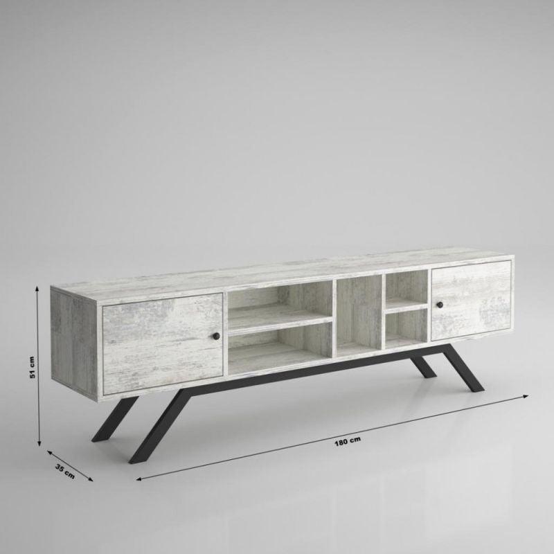 Plasma Table Made Of Wood And Iron Legs - Crystal White And Black By Alhome - 110112116 - ALHOME