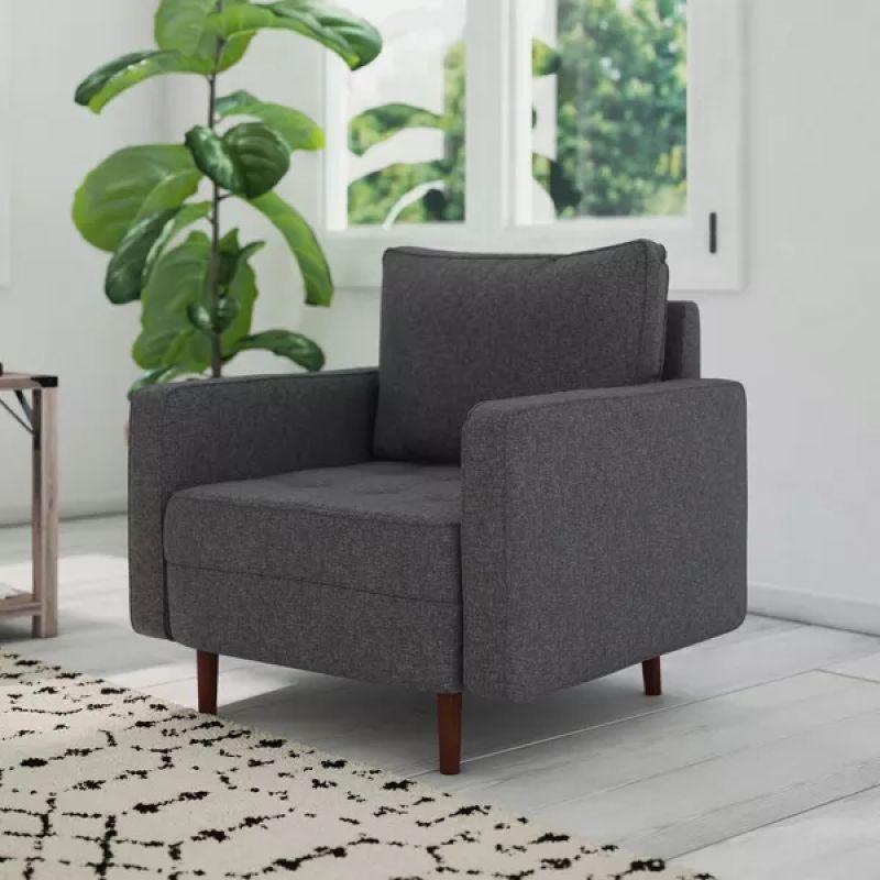 Modern Stylish Linen Arm Chair - Grey - 80x85x85 cm - By Alhome - ALHOME