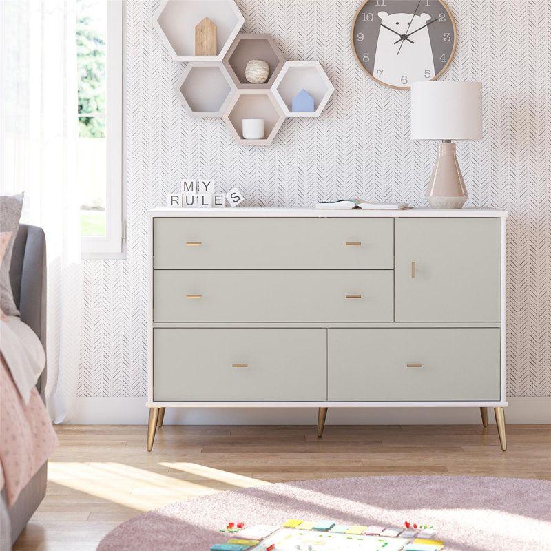 Kids Dresser: 119x49x79 Wood, Grey by Alhome - ALHOME