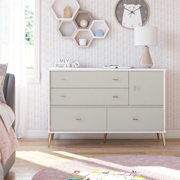 Kids Dresser: 119x49x79 Wood, Grey by Alhome - ALHOME