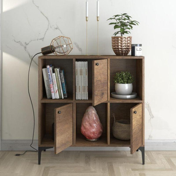 Brown And Black Wooden Storage Cabinet By Alhome - ALHOME