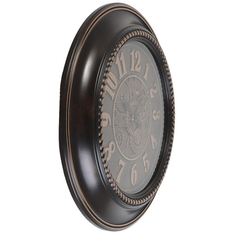 Battery Operated Plastic Circular Wall Clock - Bronze And Brown - Diameter 60 Cm - By Family Ship - ALHOME