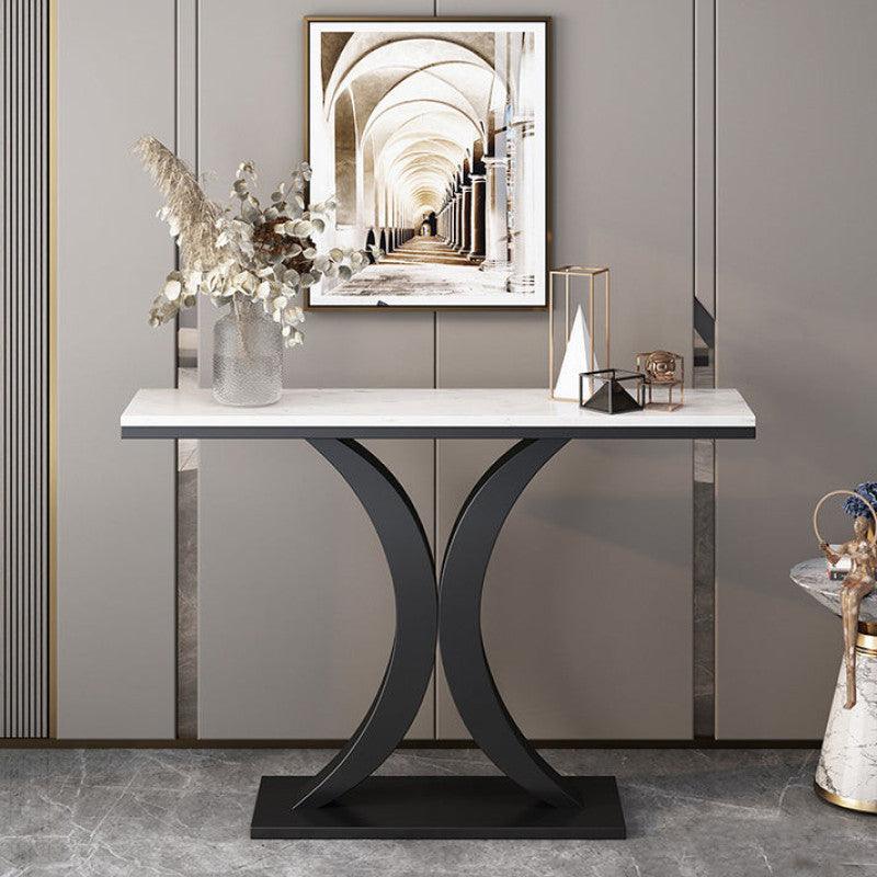 Classic Wood Console with Marble Elegance By Alhome - ALHOME