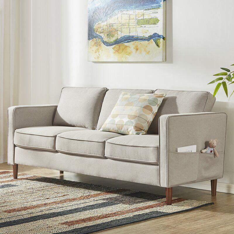 Modern Velvet 3 Seater Sofa - Beige - 240x85x85 cm - By Alhome - ALHOME